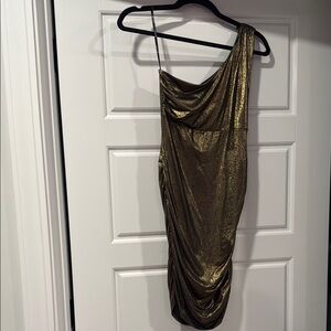 Forever 21 Gold One Shoulder Dress